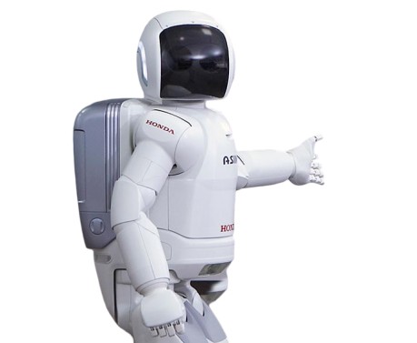 a robot with a black face