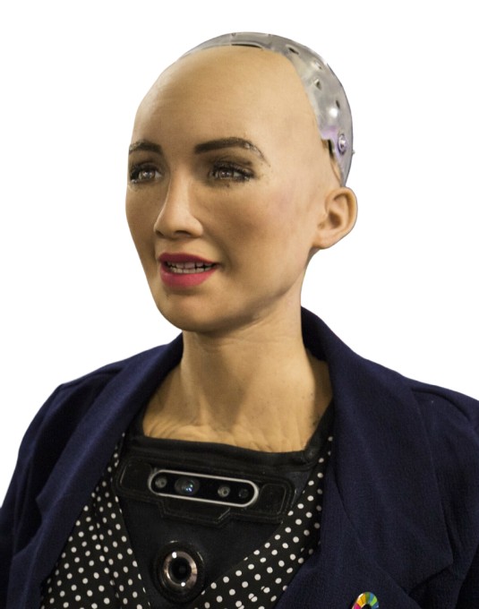 a woman with a metal head